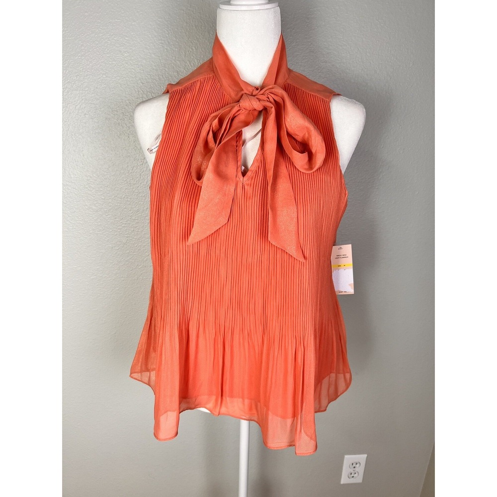 Nanette Lepore Light Flamingo Sleeveless Pleated Blouse Sz Medium NWT